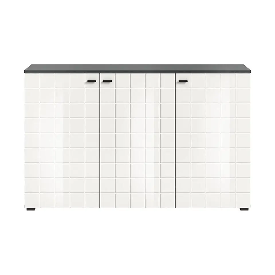 Hioshop Monte dressoir 3 deuren wit hoogglans