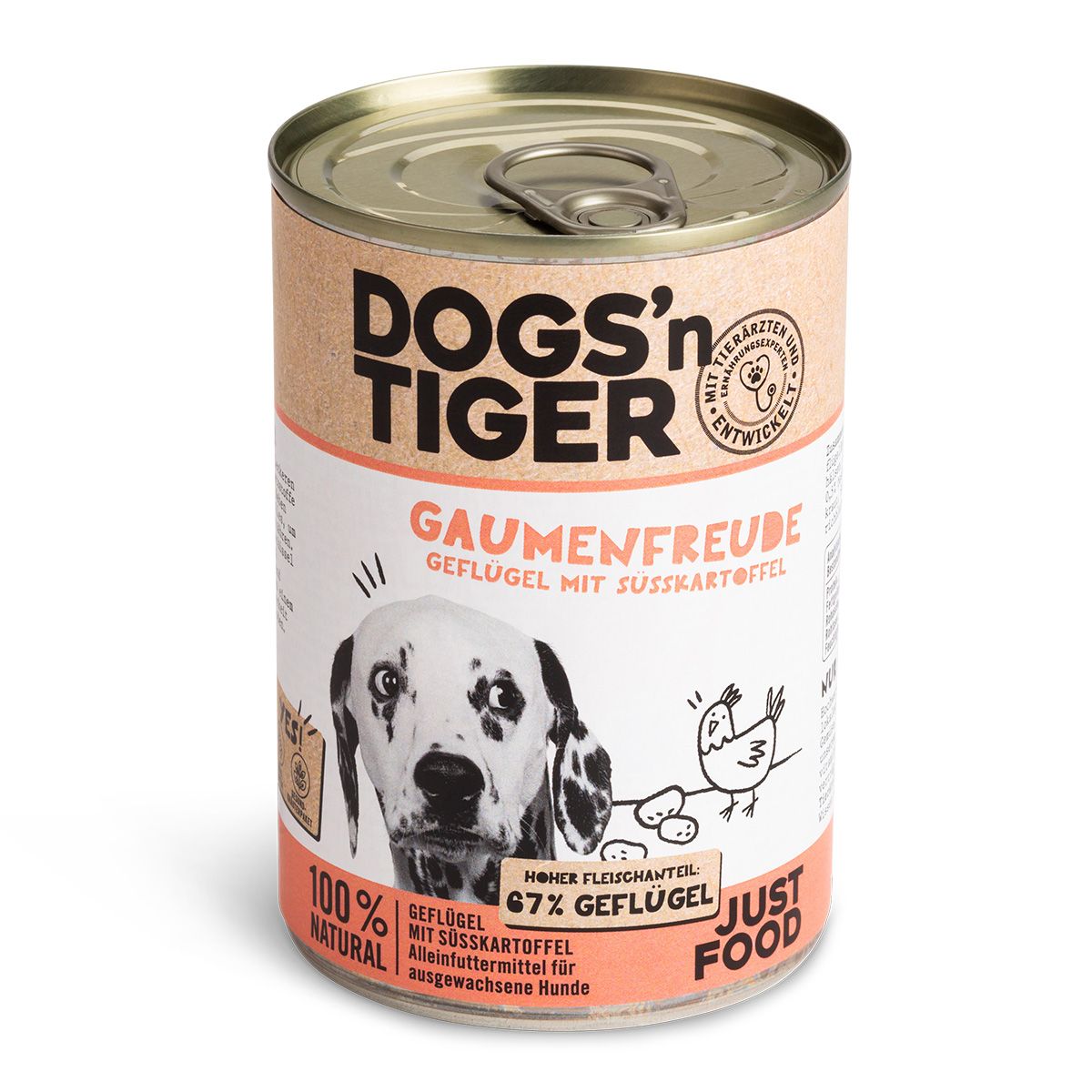 Dogs’n Tiger Adult Premium Hundefutter, Nassfutter, Getreidefrei, Gaumenfreude, Geflügel