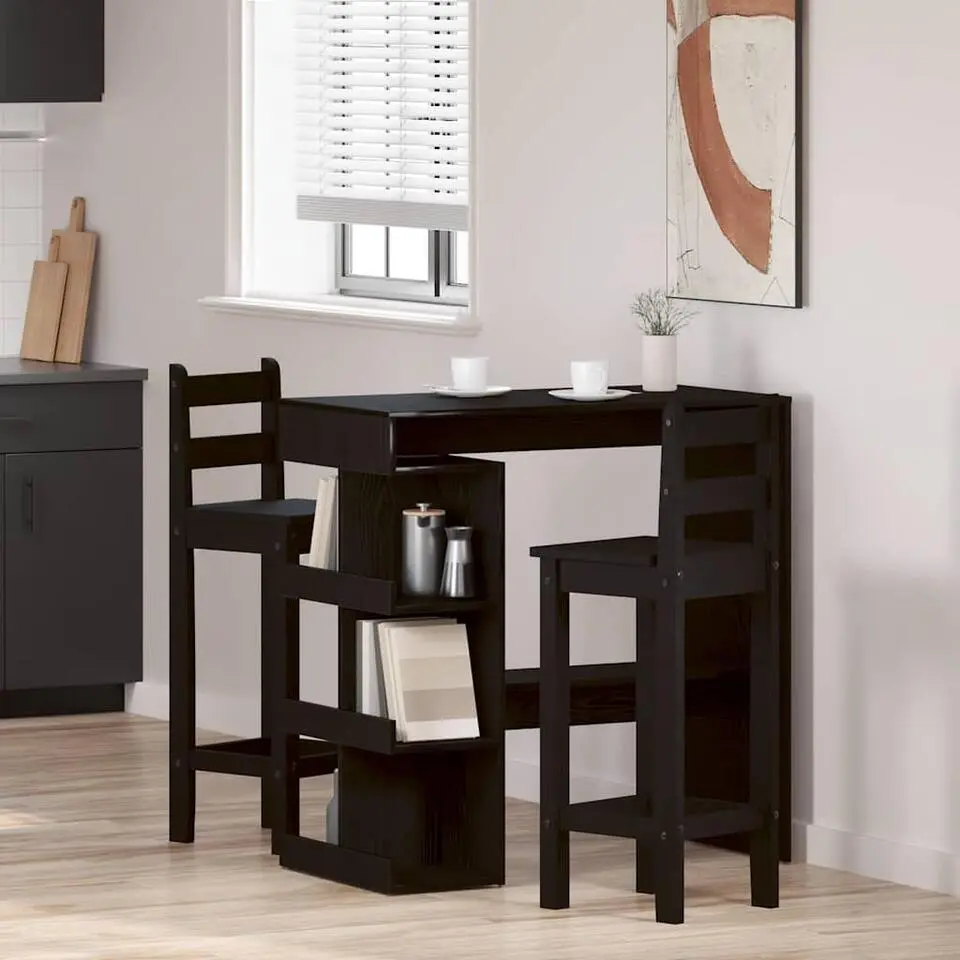 vidaXL - Bartafel met schappen - Zwart eiken - Bewerkt hout - 100x48 cm