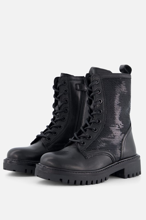 Muyters Veterboots zwart Leer