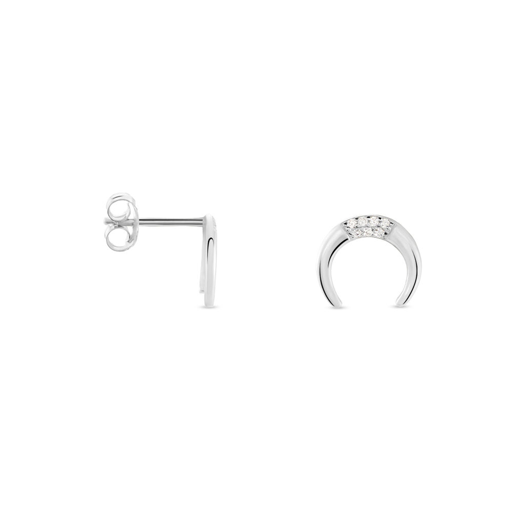 Boucles D'oreilles Puces Argent Blanc Athubodua Oxydes De Zirconium