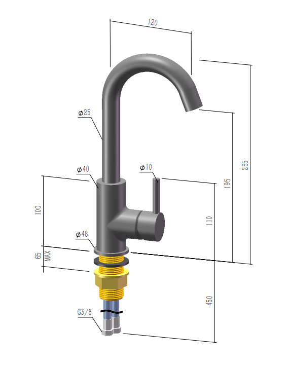 Saniclear Iron matrix draaibare wastafelkraan verouderd ijzer - gunmetal