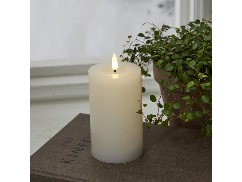 Star Trading LED-Kerze Flamme Flow, Ø 7.5 x 15 cm, Weiss Künstliche Kerze mit beweglicher Flamme