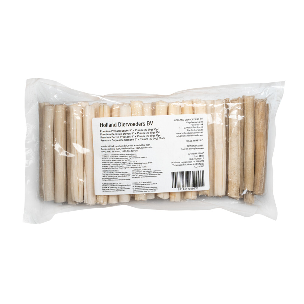 Holland Diervoeders Premium Geperste Kauwstaaf 15 mm50 stuks