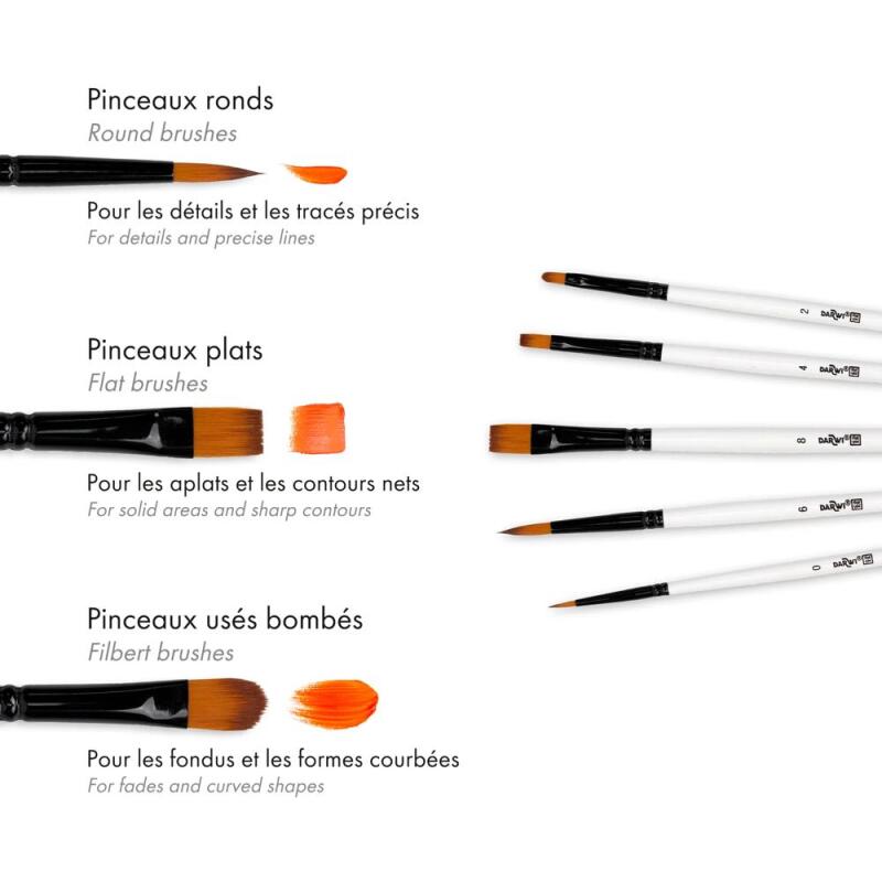 Darwi For You set de 5 pinceaux fins - Blanc