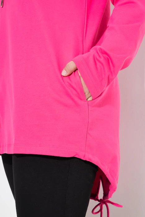 Sweatjacke, A-Linie, Kapuze, gerundeter Saum, hibiskuspink