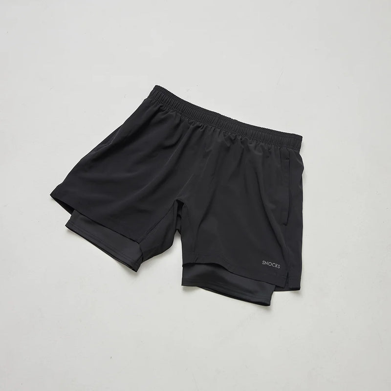 2 in 1 Shorts Herren Schwarz