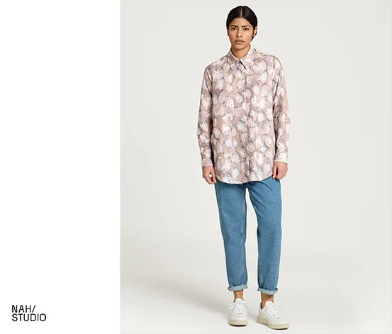 NAH/STUDIO Longbluse | Bio-Baumwolle, Print