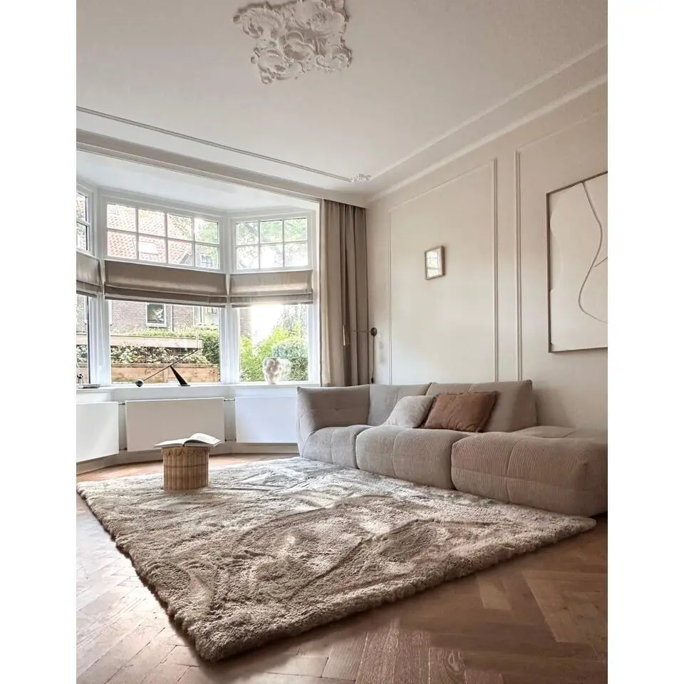 Interieur05 Hoogpolig vloerkleed Odelia beige/wit - 200 x 290 cm