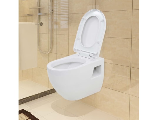 VIDAXL - Wc suspendu en céramique blanc
