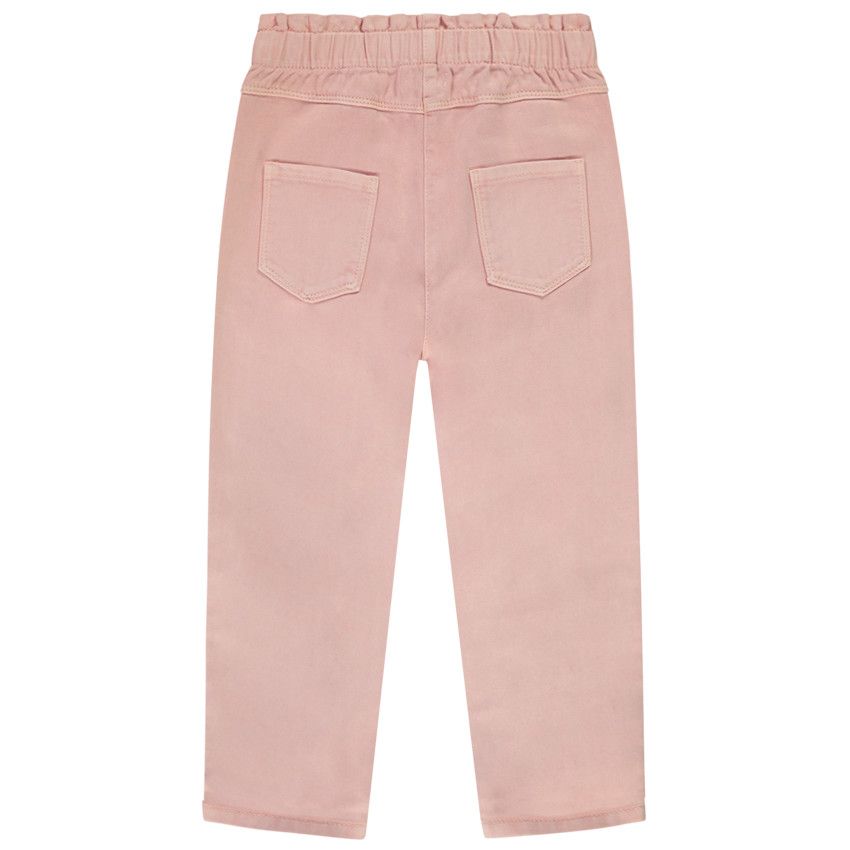 Pantalon paperbag en coton uni pour fille - Multicolore