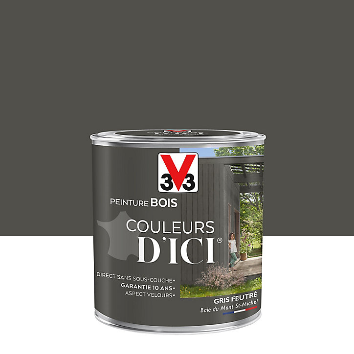 Peinture extérieure bois Couleurs d'ici gris feutré Velours V33 0,5L
