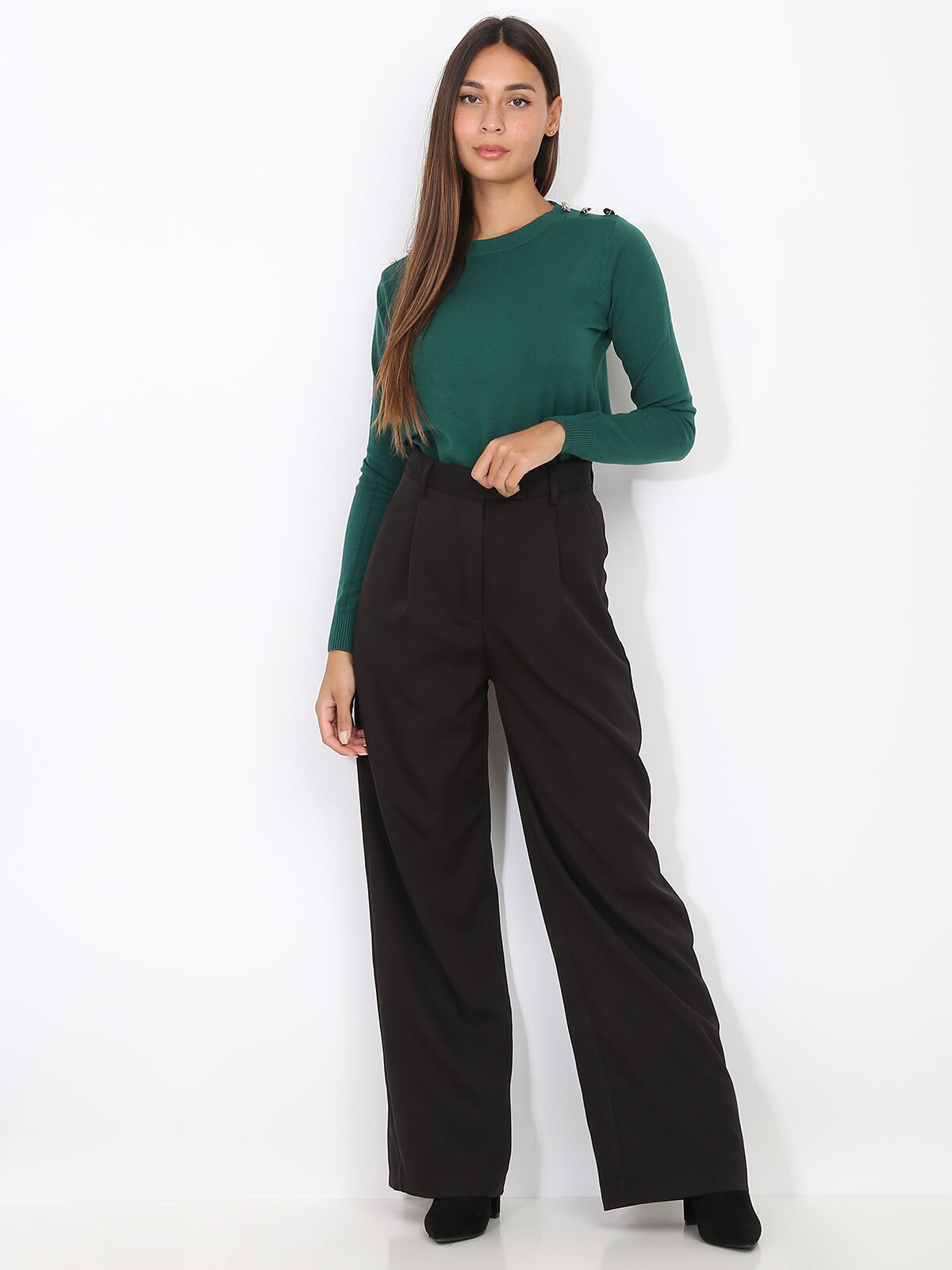 Pantalon classique ample et droit- Noir