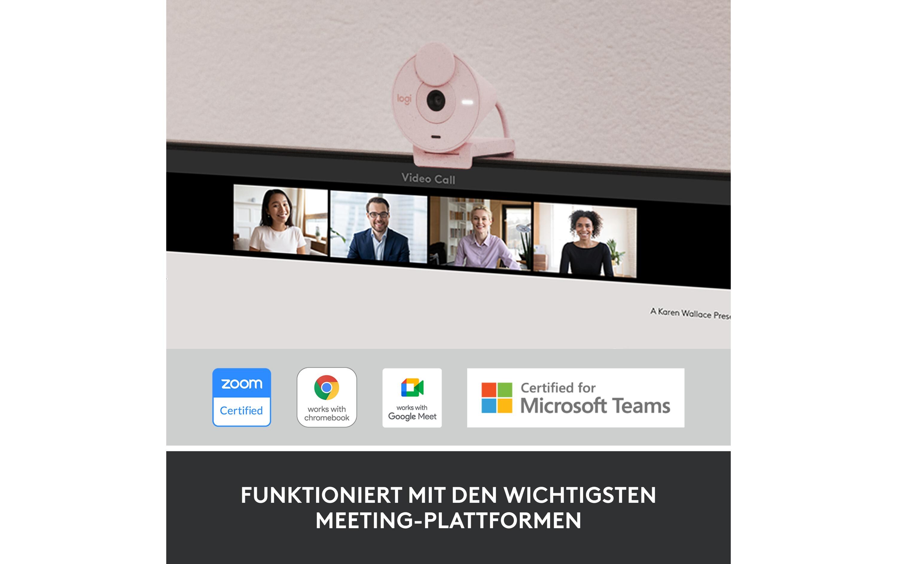 Webcam Brio 300 RoseFull HD-Webcam mit integrierter Abdeckblende