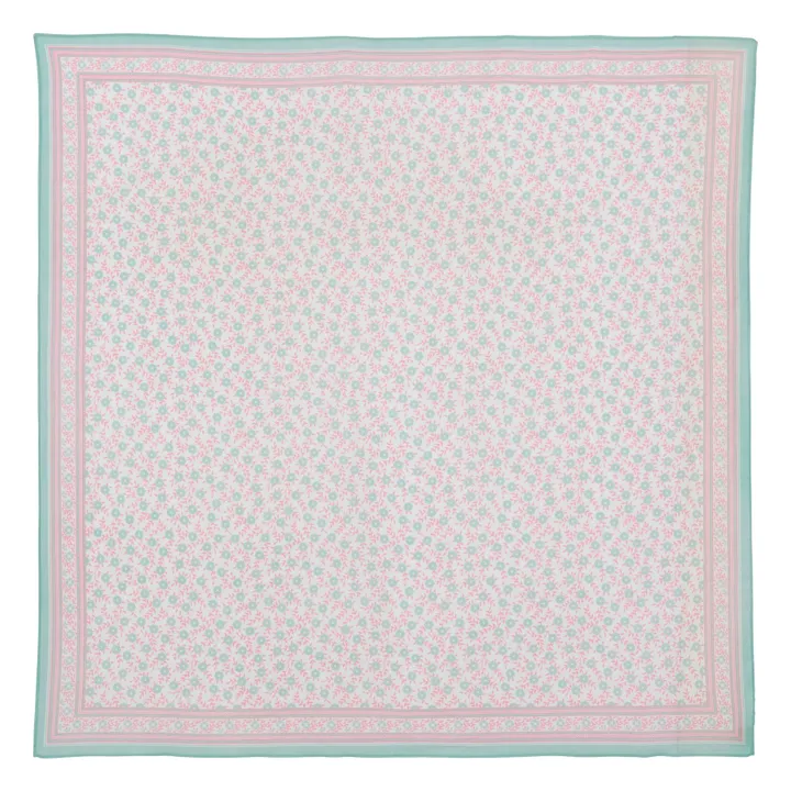 Bonton Foulard Fleuri 100cm | Vert d'eau