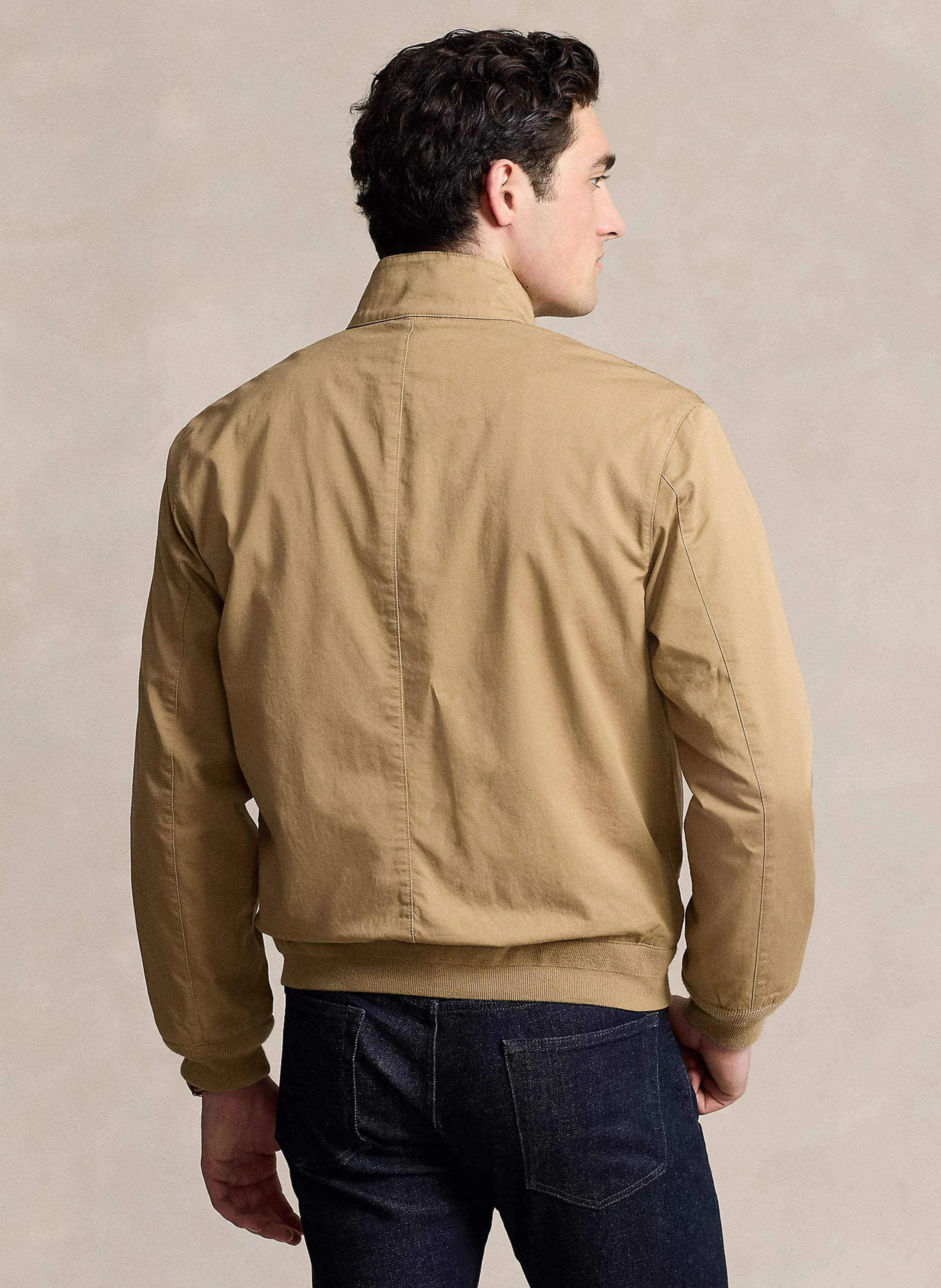 Veste droite col montant en coton | Beige