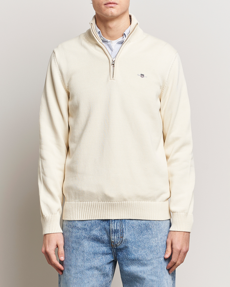 GANT Casual Cotton Half Zip Cream
