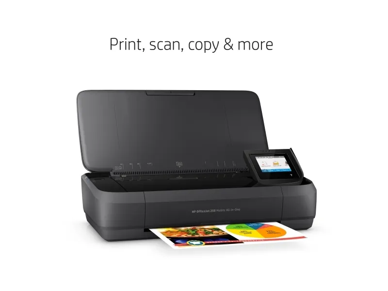 HP Officejet 250 Mobile All-in-One - Multifunktionsprinter - farve - blækprinter - Legal (216 x 356 mm) (original) - A4/Legal (medie) - op til 8 spm (kopiering) - op til 10 spm (udskriver) - 50 ark - USB 2.0, USB vært, Wi-Fi