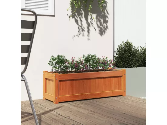 Jardinière cire marron 90x31x31 cm bois de pin massif