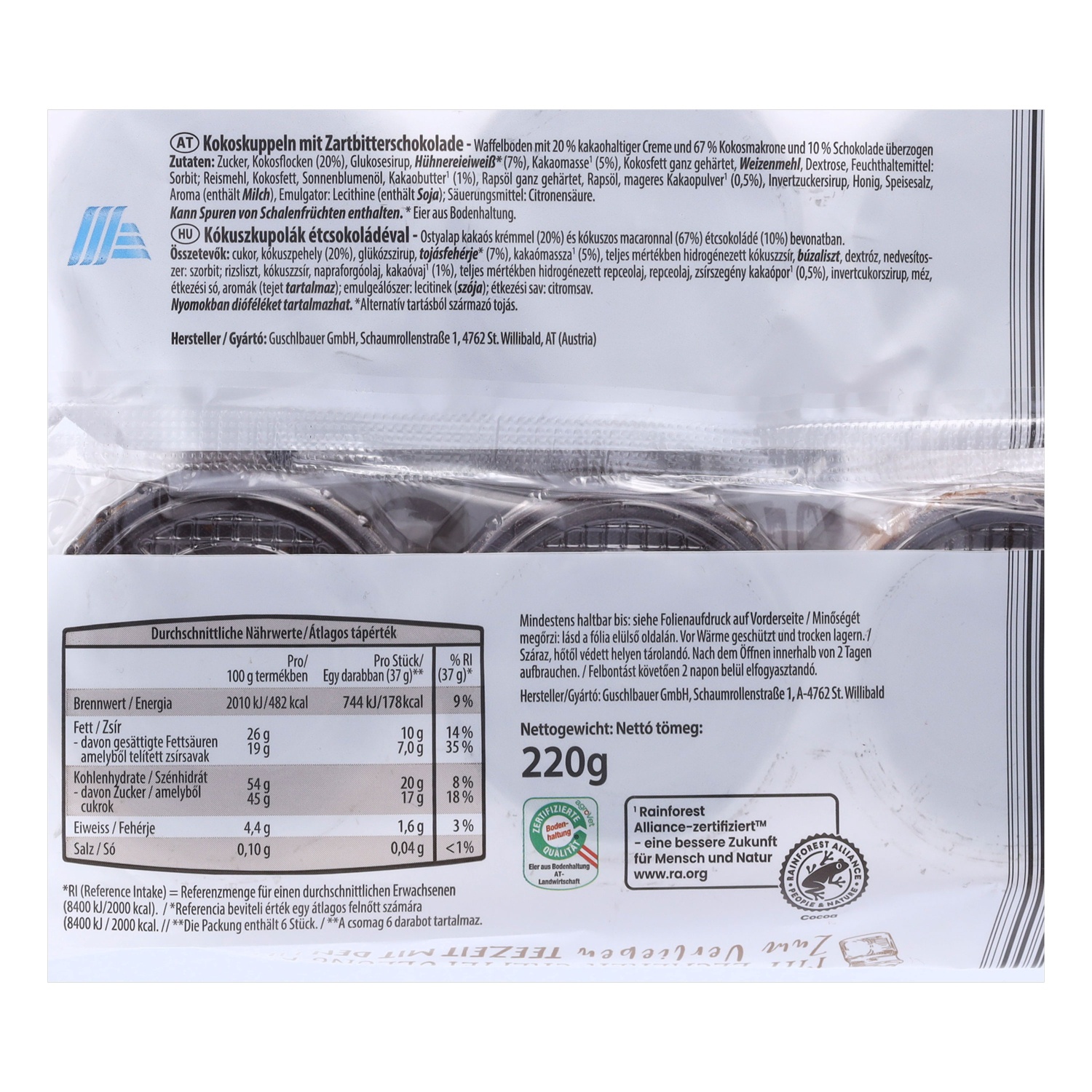 FINEST BAKERY Mini Würfel/Kuppeln, Kokoskuppeln 220g
