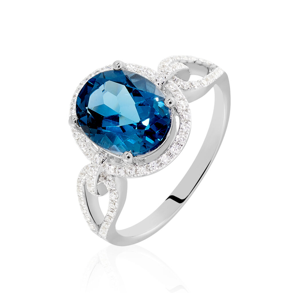Bague Ayanna Or Blanc Topaze Et Oxyde De Zirconium
