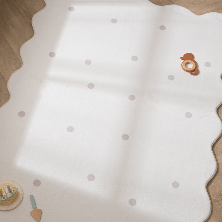 Wasbaar vloerkleed - Cloudy Stippen Wit
