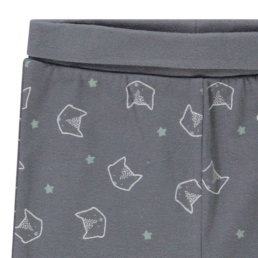 Ensemble en jersey bonnet + body + caleçon imprimé renard pour bébé garçon - Gris chiné