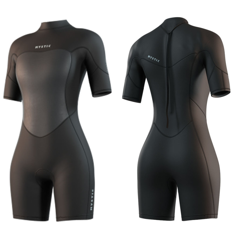 Shorty neoprene femme mystic brand flatlock ss 3-2 backzip noir