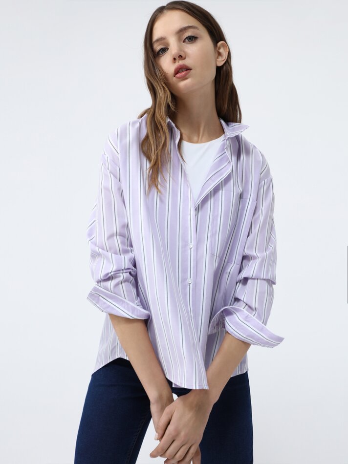 Camisa básica com bolso - Listras