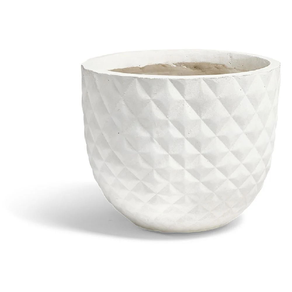 Cache pot en fibre d'argile style diamant ø 24 cm blanc ivoire