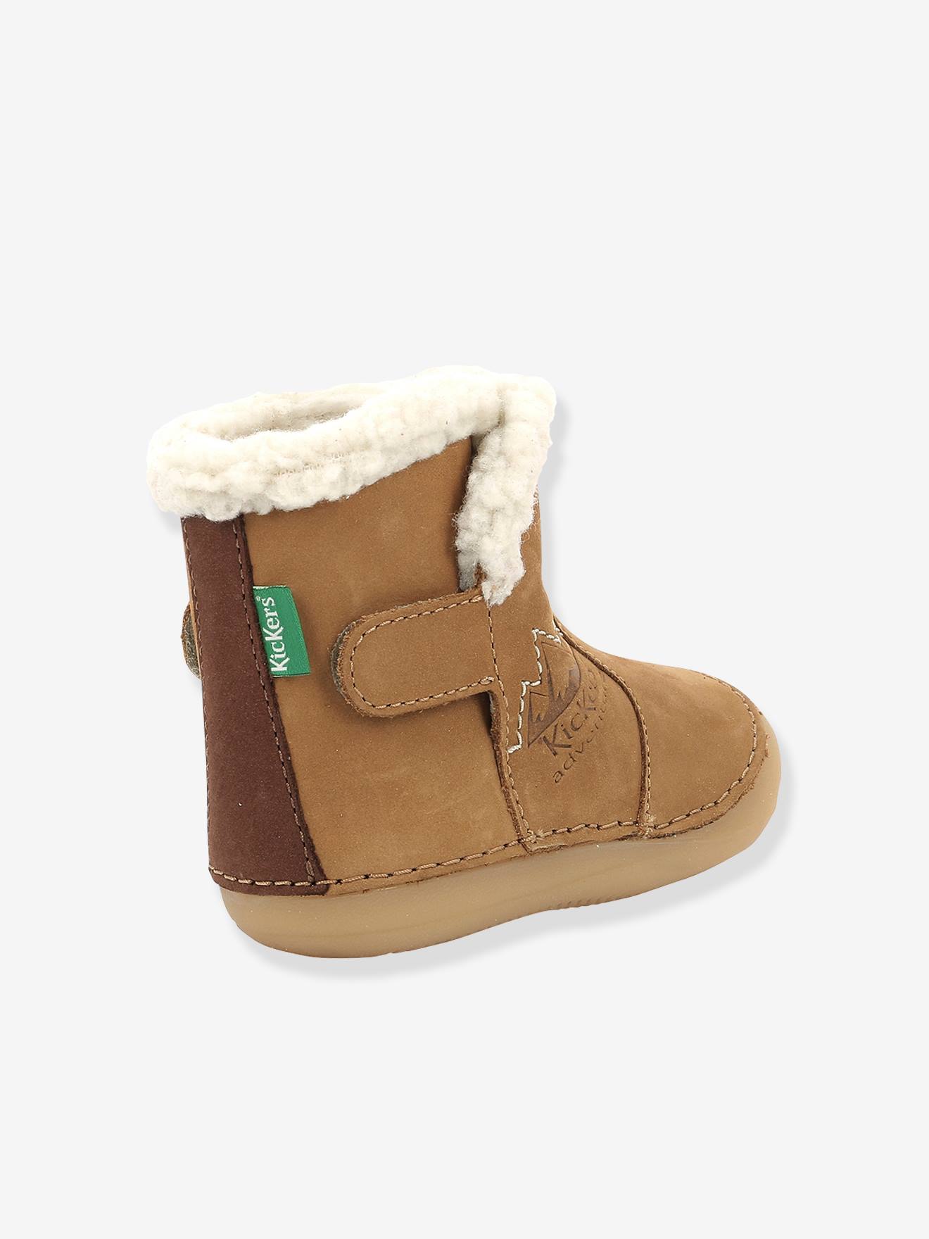 Sapatinhos de couro para bebês Sobooty KICKERS® First Steps, azul marinho