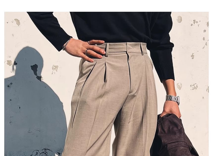 Capbrew - Hoge taille effen rechte broek