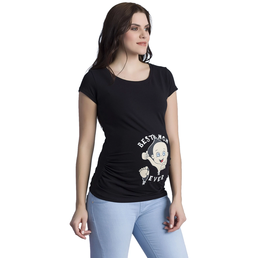 M.M.C. Umstandsshirt Best Mom Ever mit Motiv Schwarz