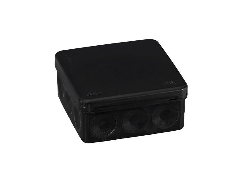 ABB Abzweigdose Ensto AP, nass IP55, Schwarz 80 x 80 x 35 m Aufputz Nass-Abzweigdose IP55 mit 10 Einführungen