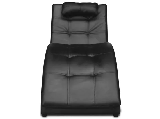 Prolenta Premium - Chaise longue avec oreiller Noir Similicuir