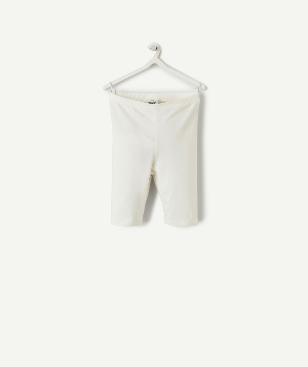 legging court bébé fille en coton biologique blanc