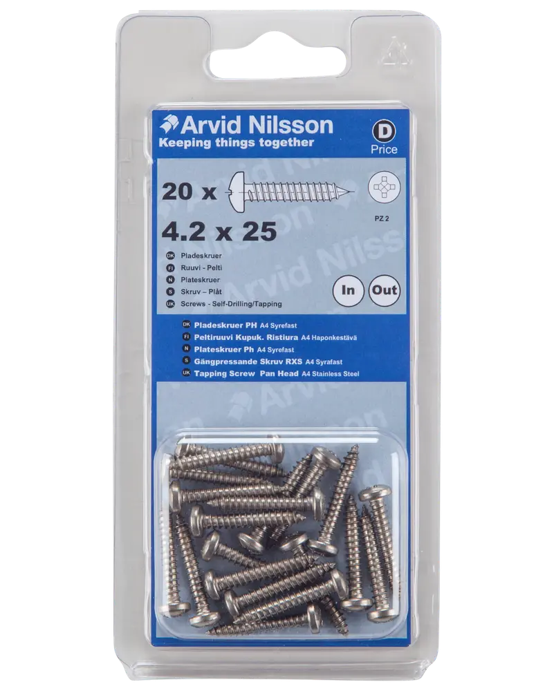 Arvid Nilsson Pladeskrue A4 4,2 x 25 mm 20-pak