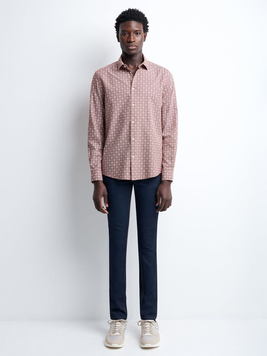 Chemise slim en twill géométrique