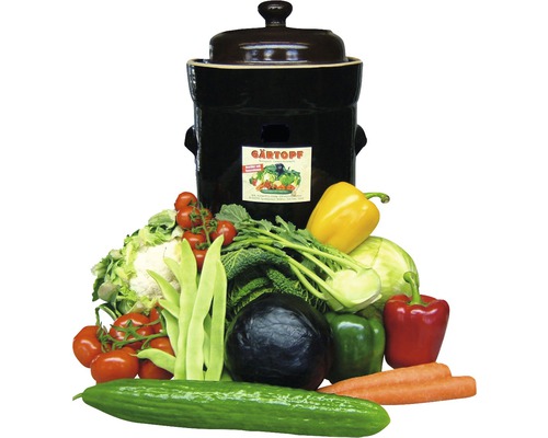 Fermentatiepot van klei met deksel en stenen, 15 L