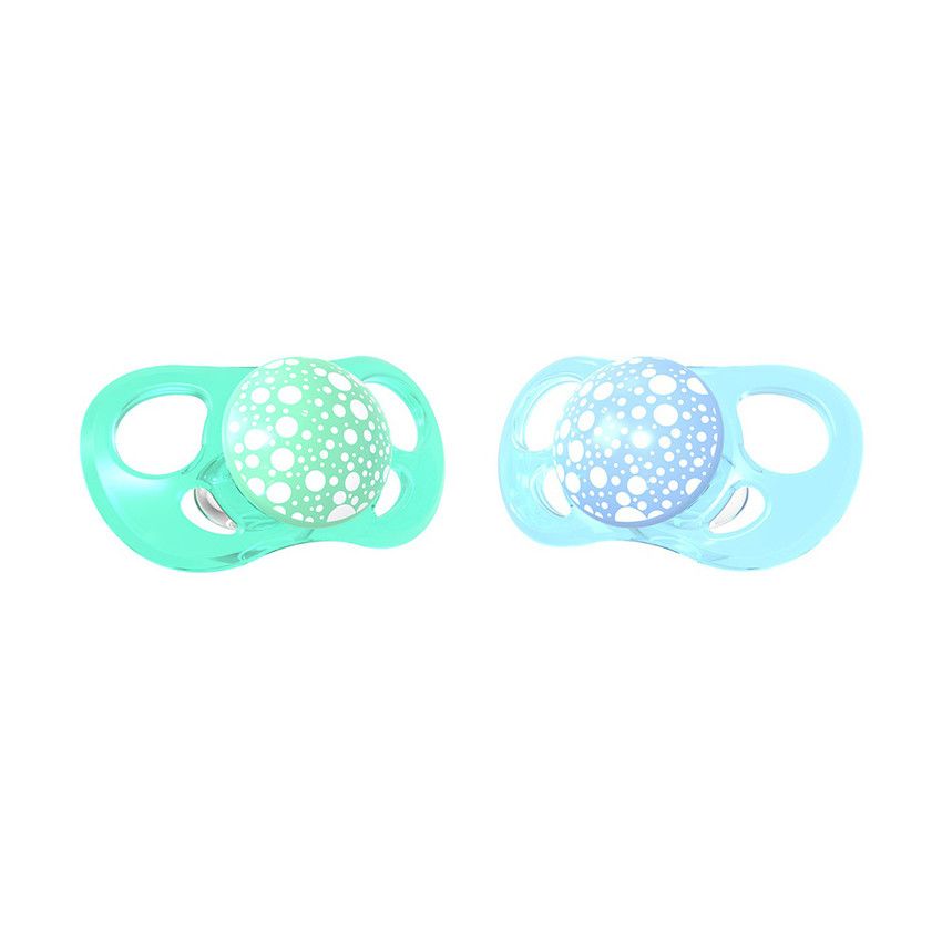 Set de sucettes en silicone 6+ mois - Bleu/Vert Pastel - Ecru