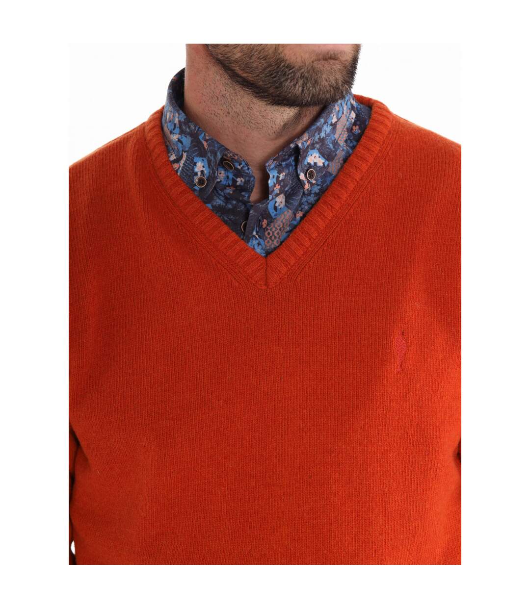 Pull col v chaud a coudières