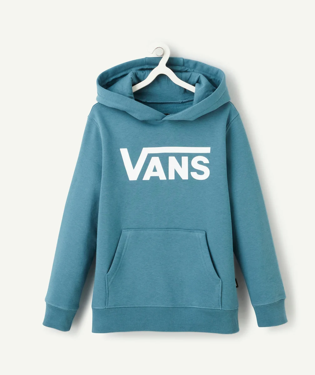 VANSSWEAT À CAPUCHE CLASSIC BLEU CANARD AVEC LOGO BLANC