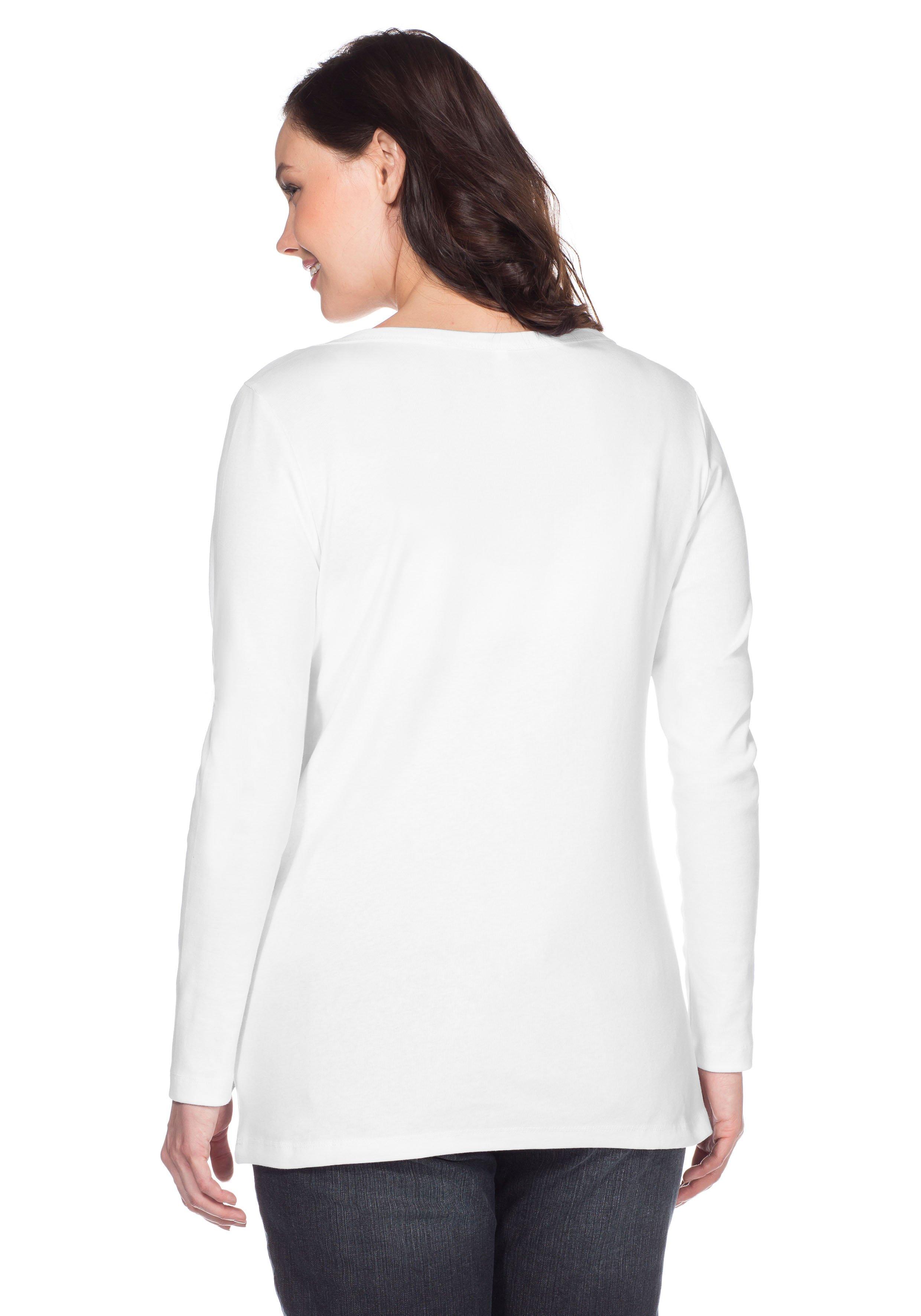 Langarmshirt mit Rundhalsausschnitt, in Rippqualität
