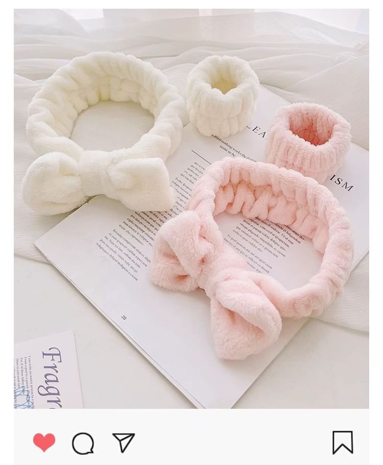 Tuhat - Coral Fleece Gezichtsreiniger Hoofdband / Polsband / Set (Verschillende Ontwerpen)