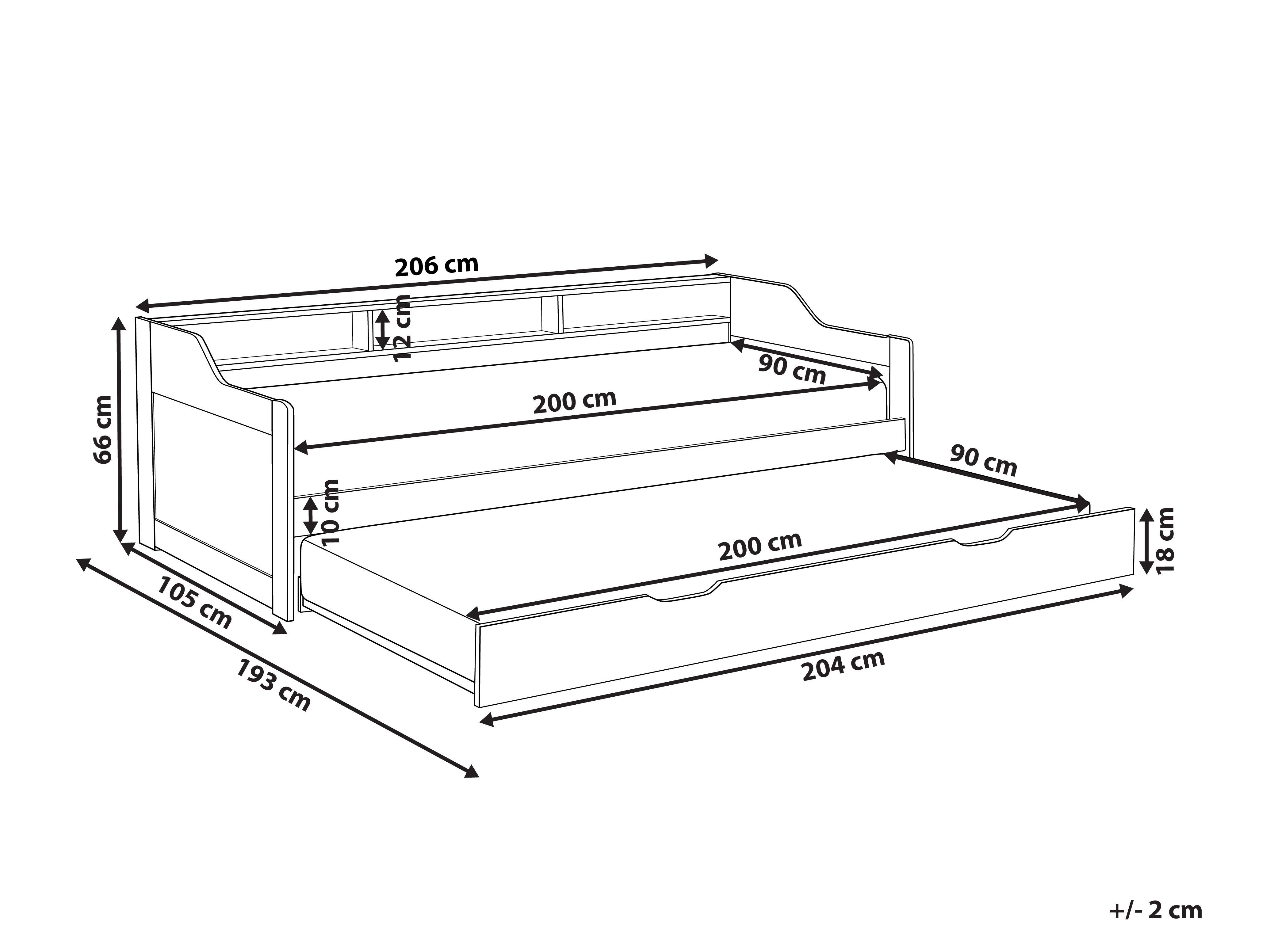 Onderschuifbed Dennenhout EDERN 90 x 200 cm Grijs