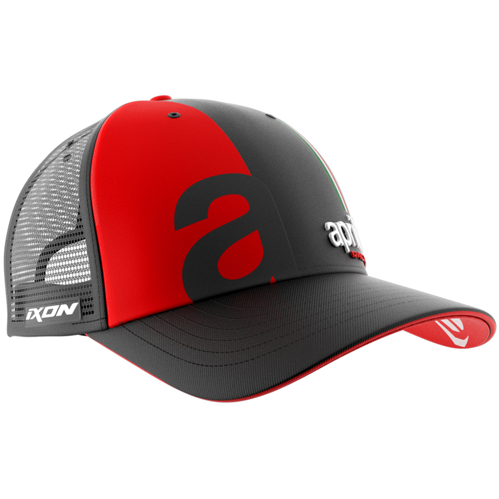 Ixon - Casquette Mesh Aprilia 23 Noir / Rouge fluo