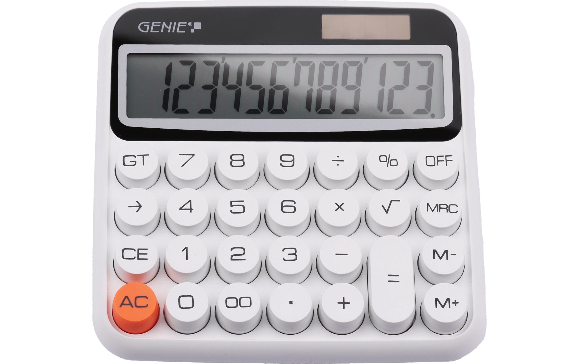 Taschenrechner 612 WeissKompakter Tischrechner im Retro-Design