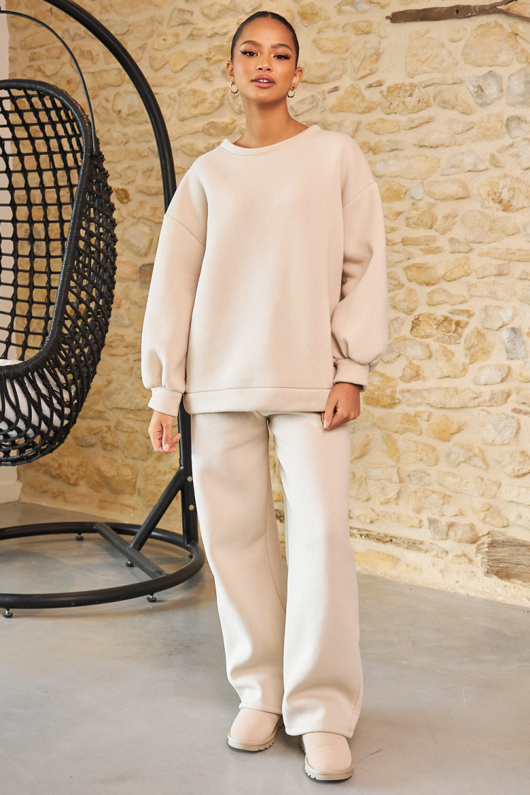 Ensemble 2 pièces sweat + jogging beige