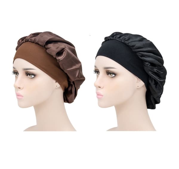 INF Sovehette - Beskytter håret når du sover 2-pack Brun+svart0