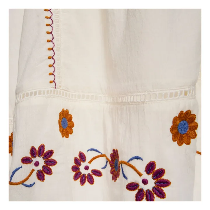 Alma Deia Robe Longue Brodée Dos Nu en Coton Bio | Blanc cassé